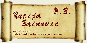 Matija Bainović vizit kartica